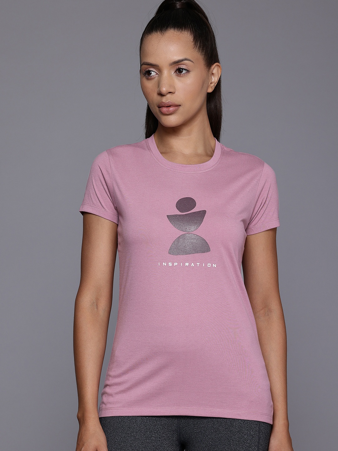

HRX by Hrithik Roshan Women Printed Yoga T-shirt, Mauve