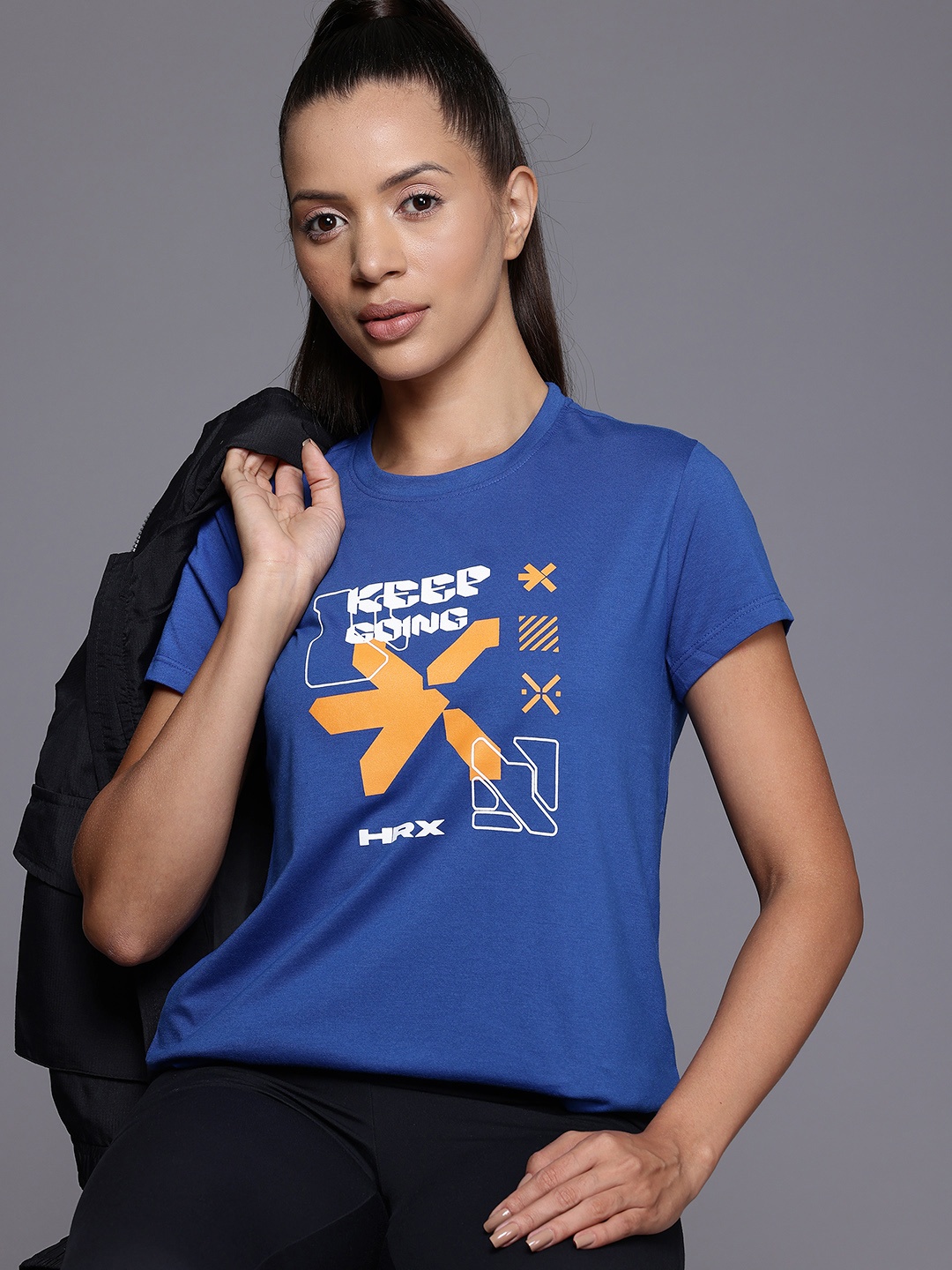 

HRX by Hrithik Roshan Women Brand Logo Printed T-shirt, Blue