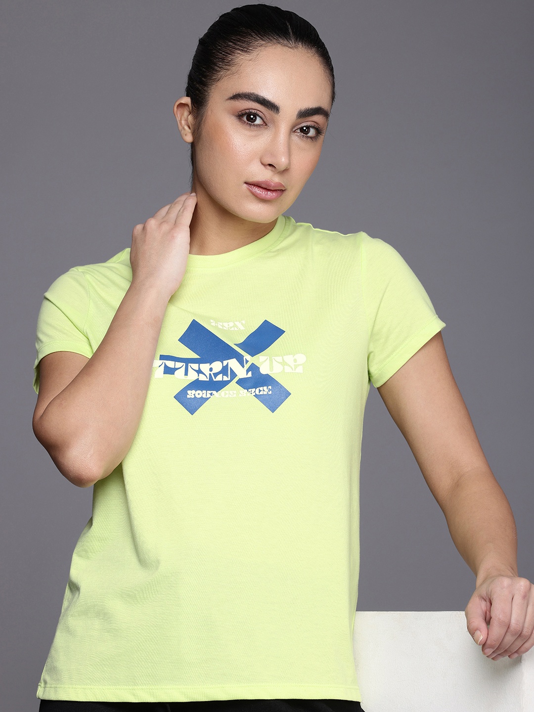 

HRX by Hrithik Roshan Brand Logo Printed T-shirt, Green
