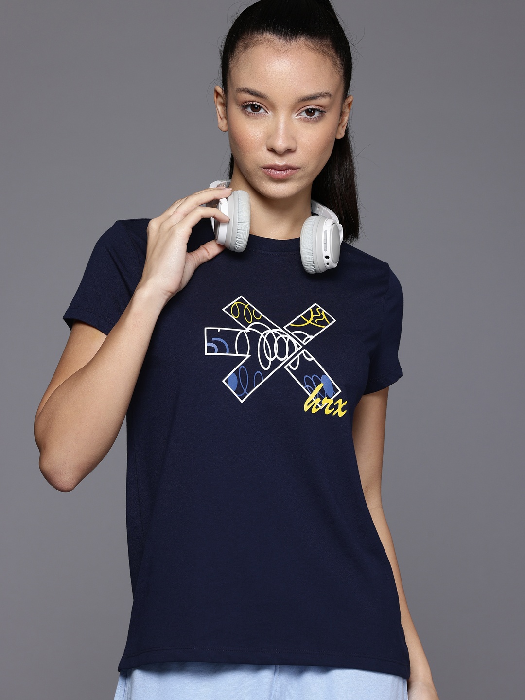

HRX by Hrithik Roshan Printed Lifestyle T-shirt, Navy blue