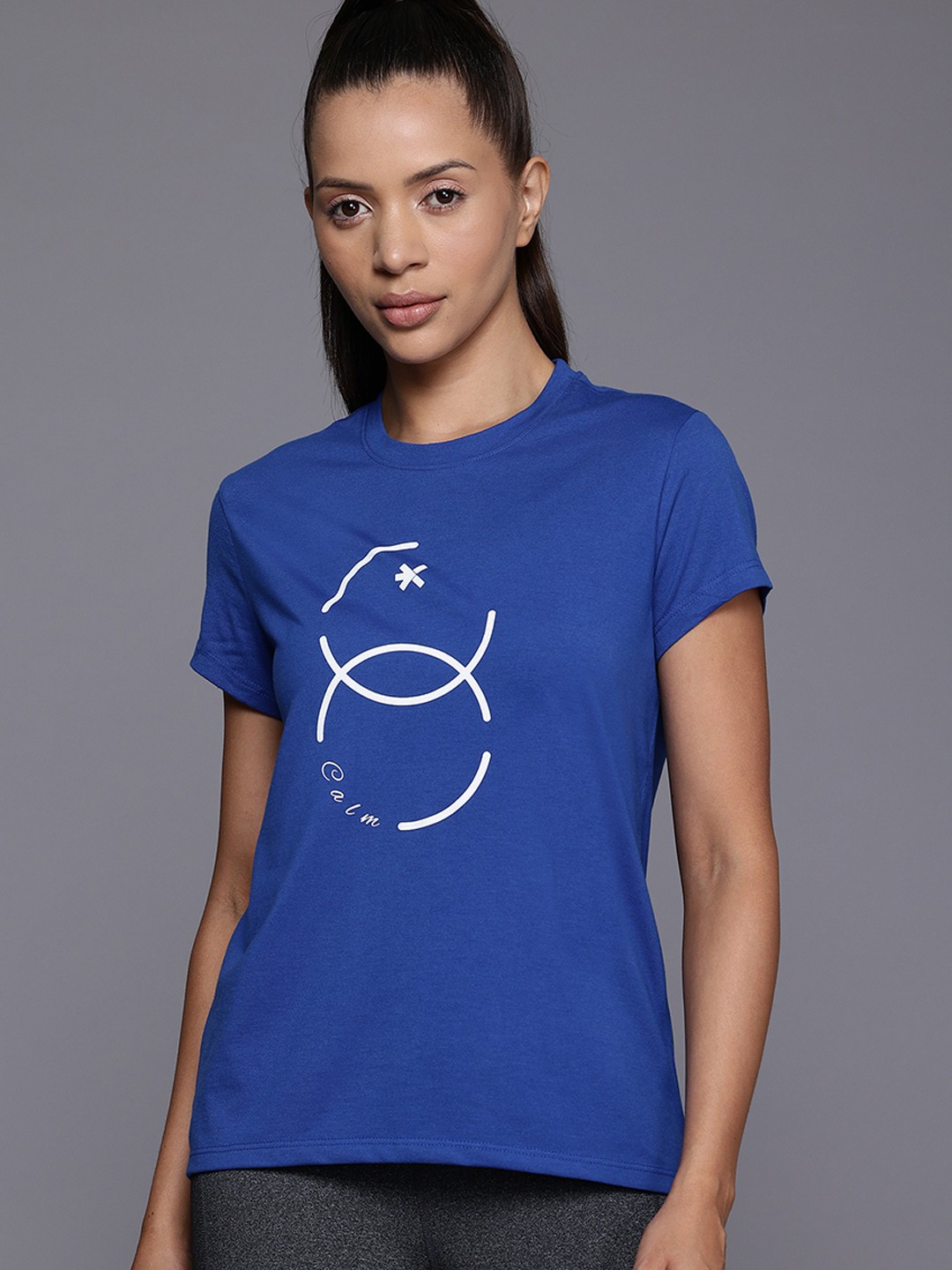 

HRX by Hrithik Roshan Women Printed Yoga T-shirt, Blue