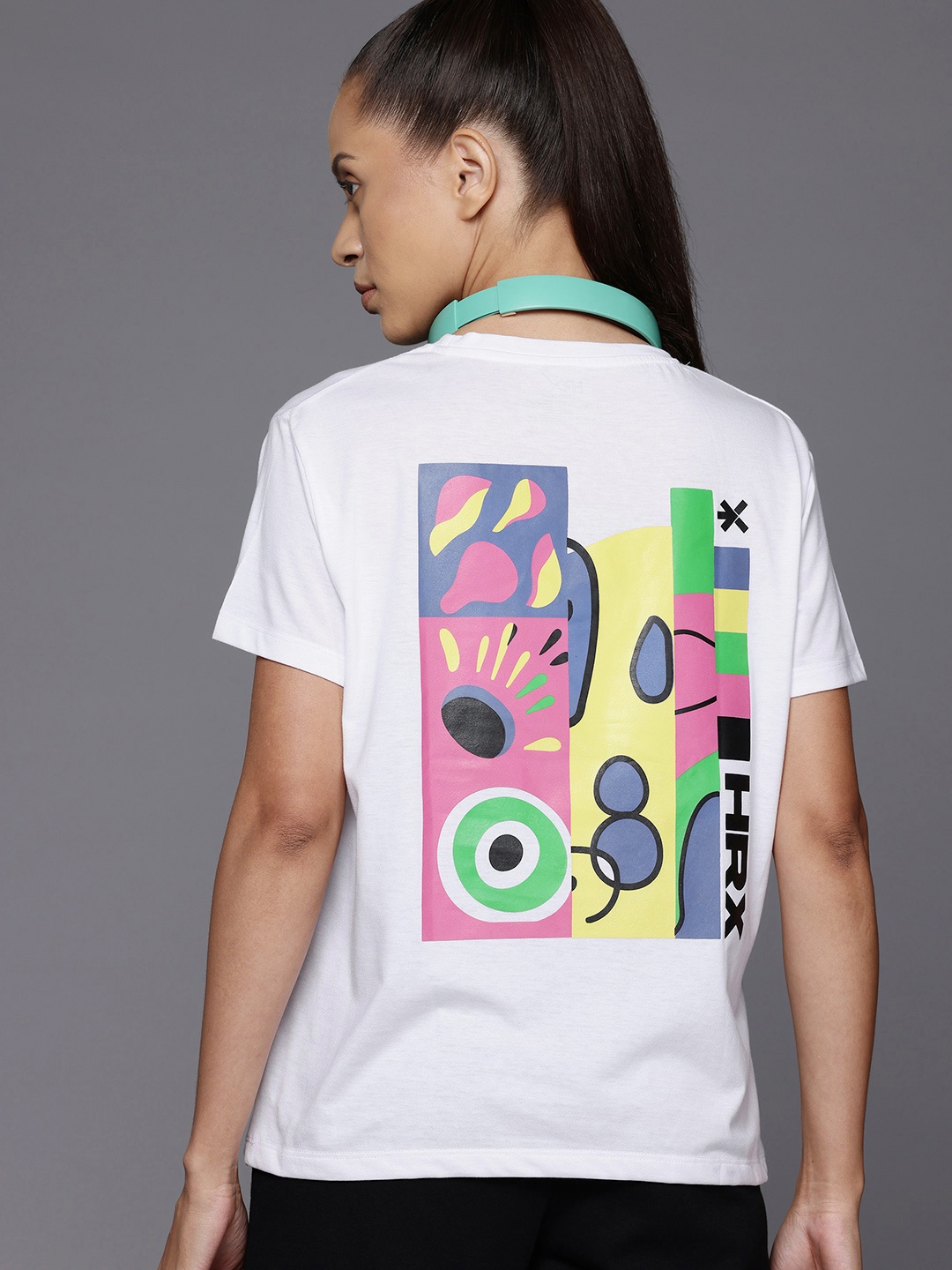

HRX by Hrithik Roshan Women Printed Relaxed Fit T-shirt, White