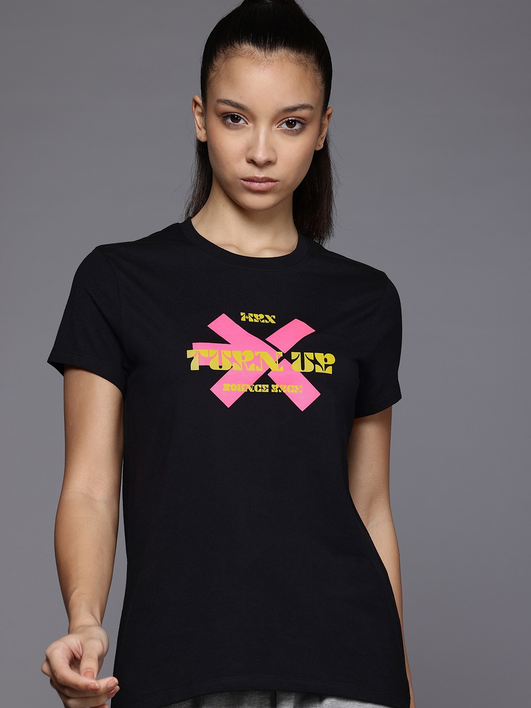 

HRX by Hrithik Roshan Printed Casual T-shirt, Black