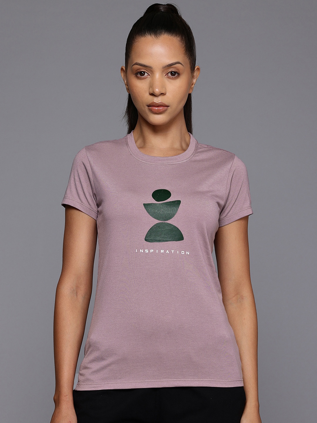 

HRX by Hrithik Roshan Women Printed Slim Fit Yoga T-shirt, Mauve