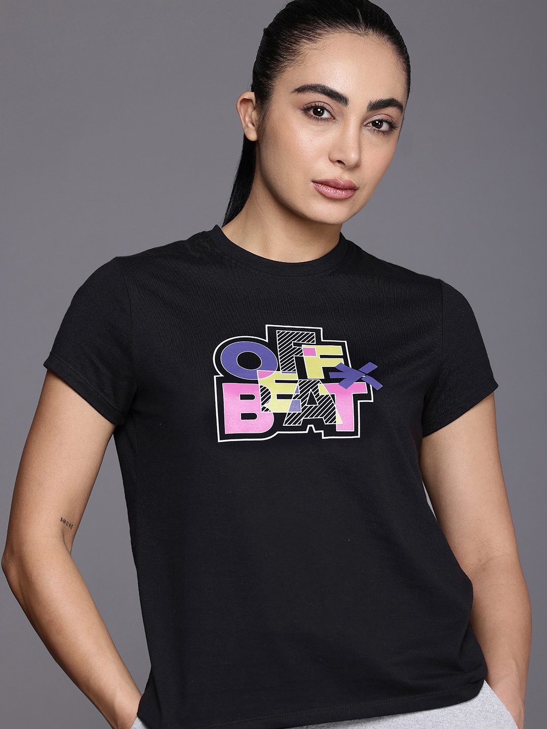 

HRX by Hrithik Roshan Typography Printed T-shirt, Black