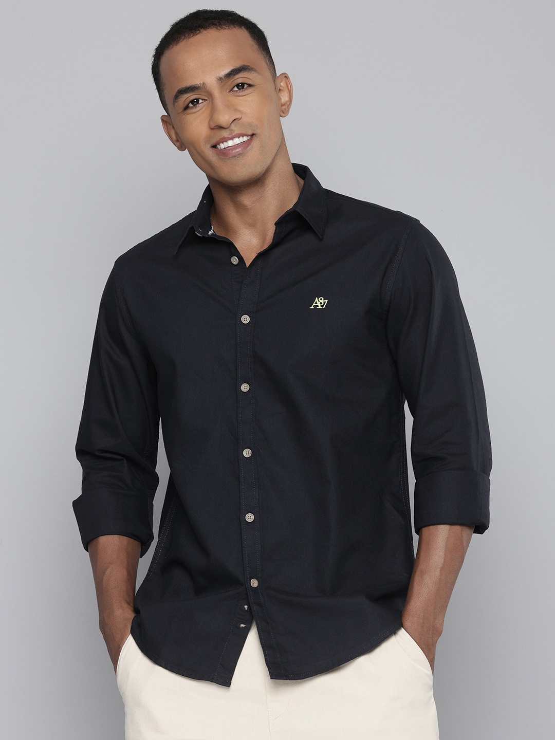 

Aeropostale Pure Cotton Opaque Casual Shirt, Navy blue
