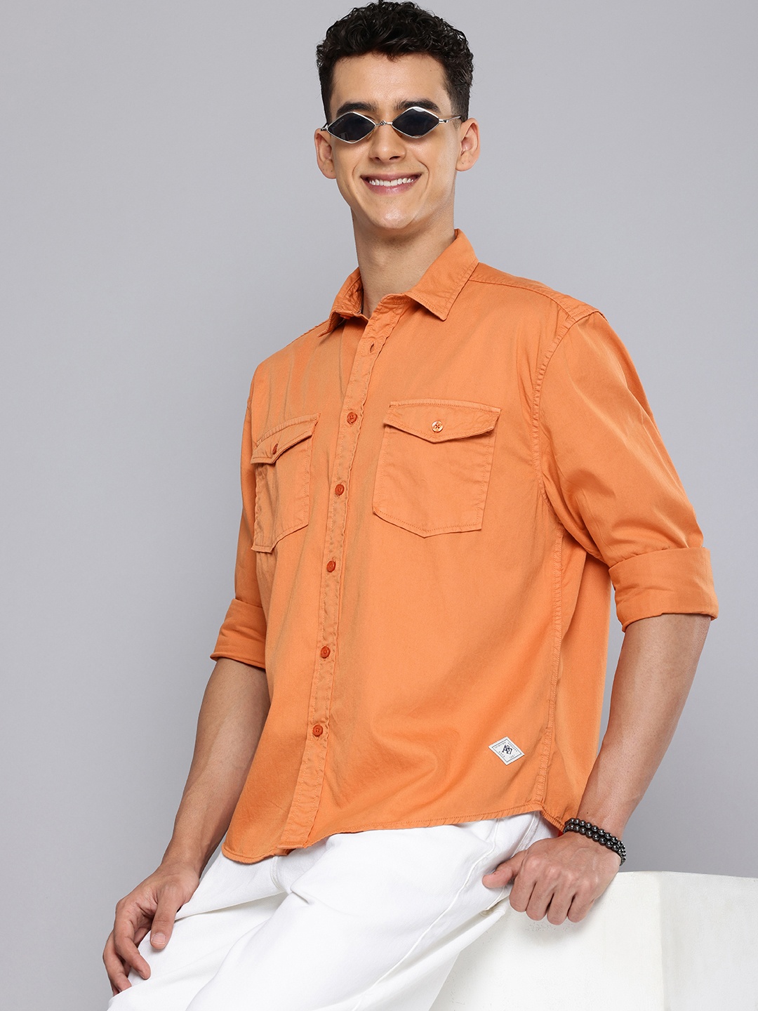

Aeropostale Relaxed Fit Pure Cotton Casual Shirt, Orange