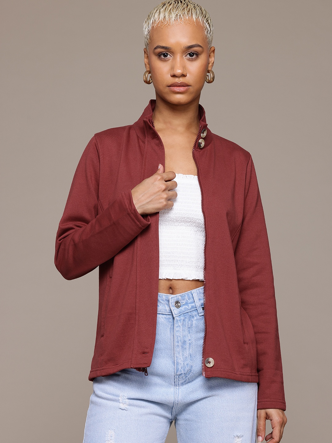 

The Roadster Lifestyle Co. Front-Open Sweatshirt, Maroon