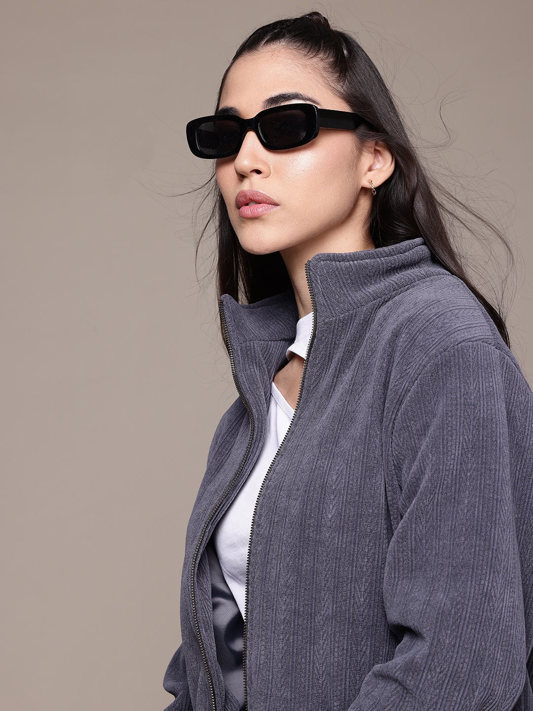 

The Roadster Lifestyle Co. Cable Knit Padded Jacket, Grey