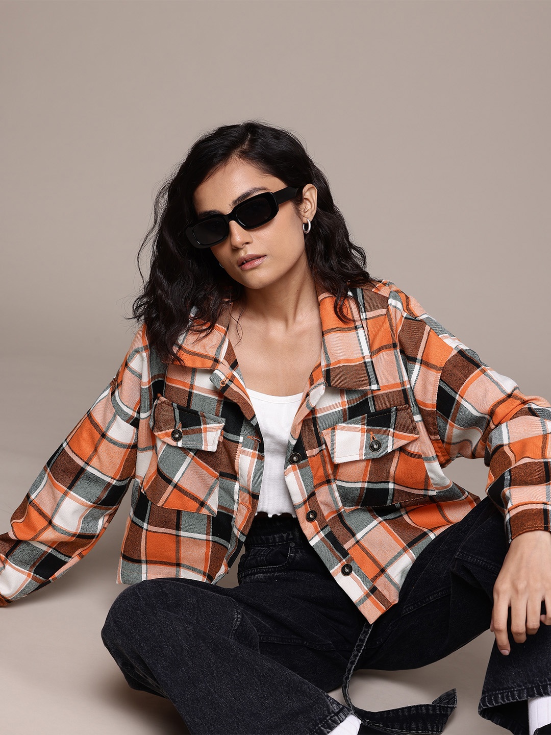 The Roadster Life Co. Checked Tailored Jacket, Orange
