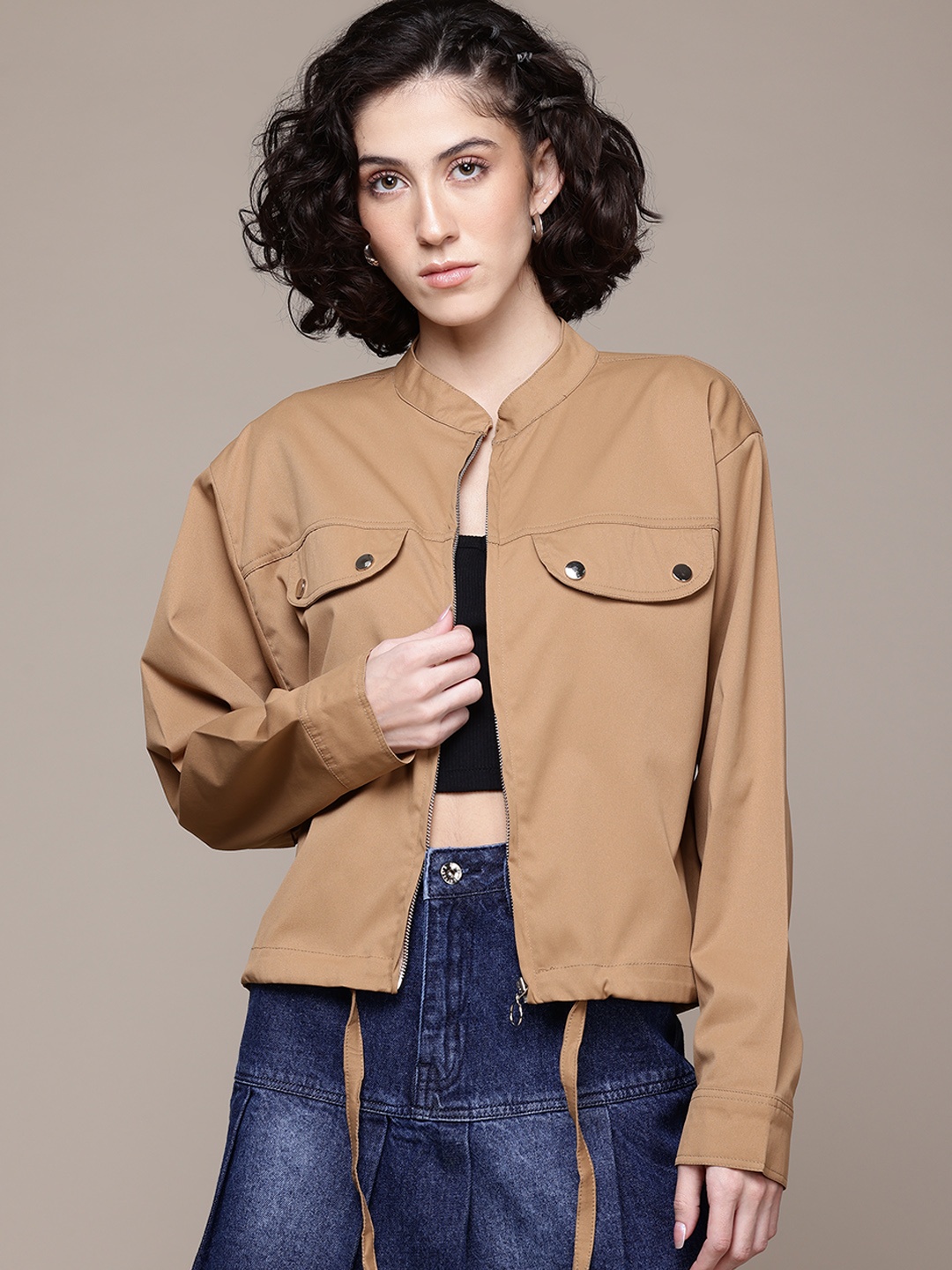 

The Roadster Lifestyle Co. Tailored Jacket with Toggle Hem, Beige
