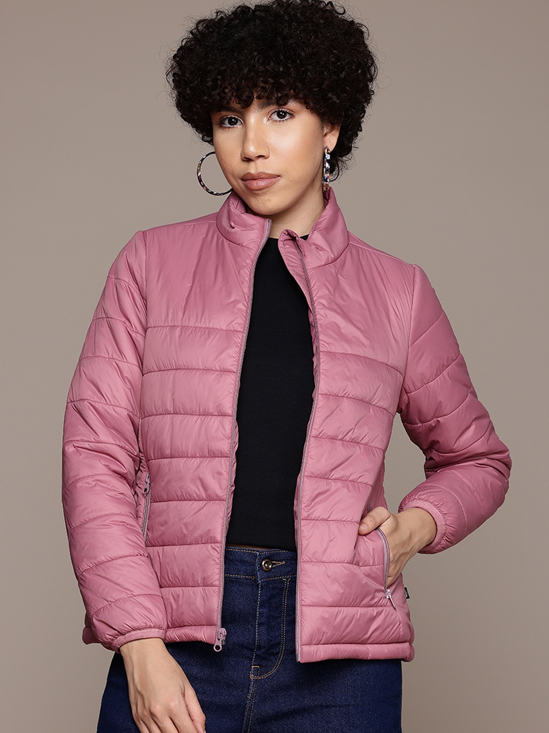 

Roadster The Lifestyle Co. Mock Collar Padded Jacket, Rose