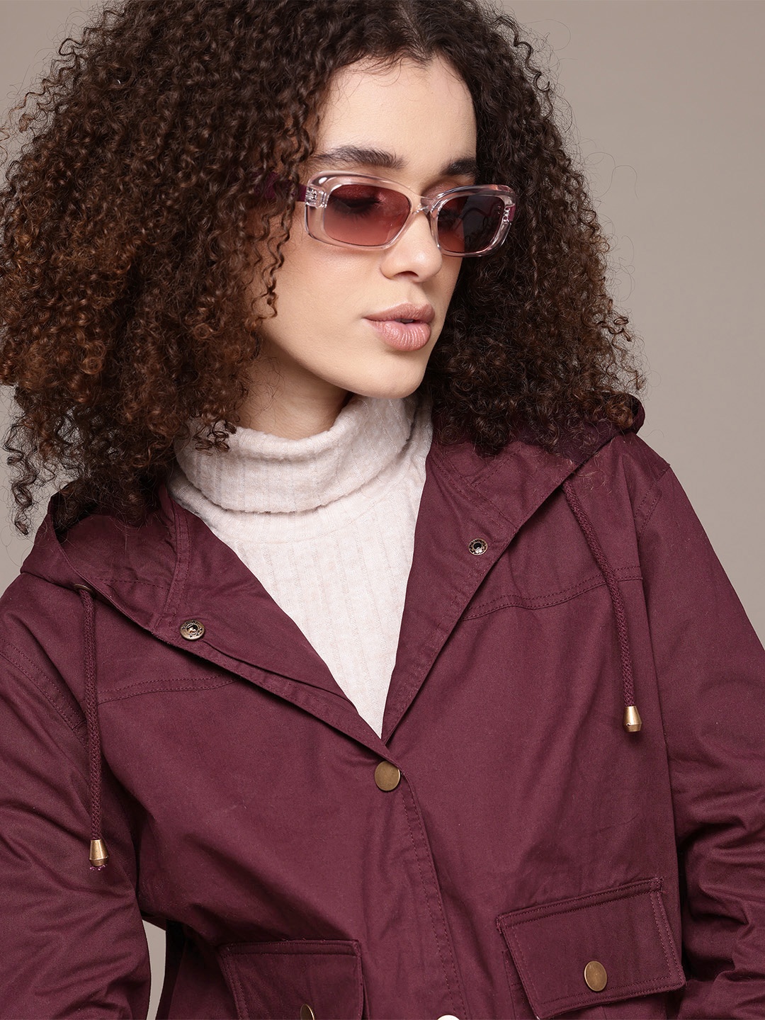 

The Roadster Lifestyle Co. Hooded Tailored Jacket, Burgundy