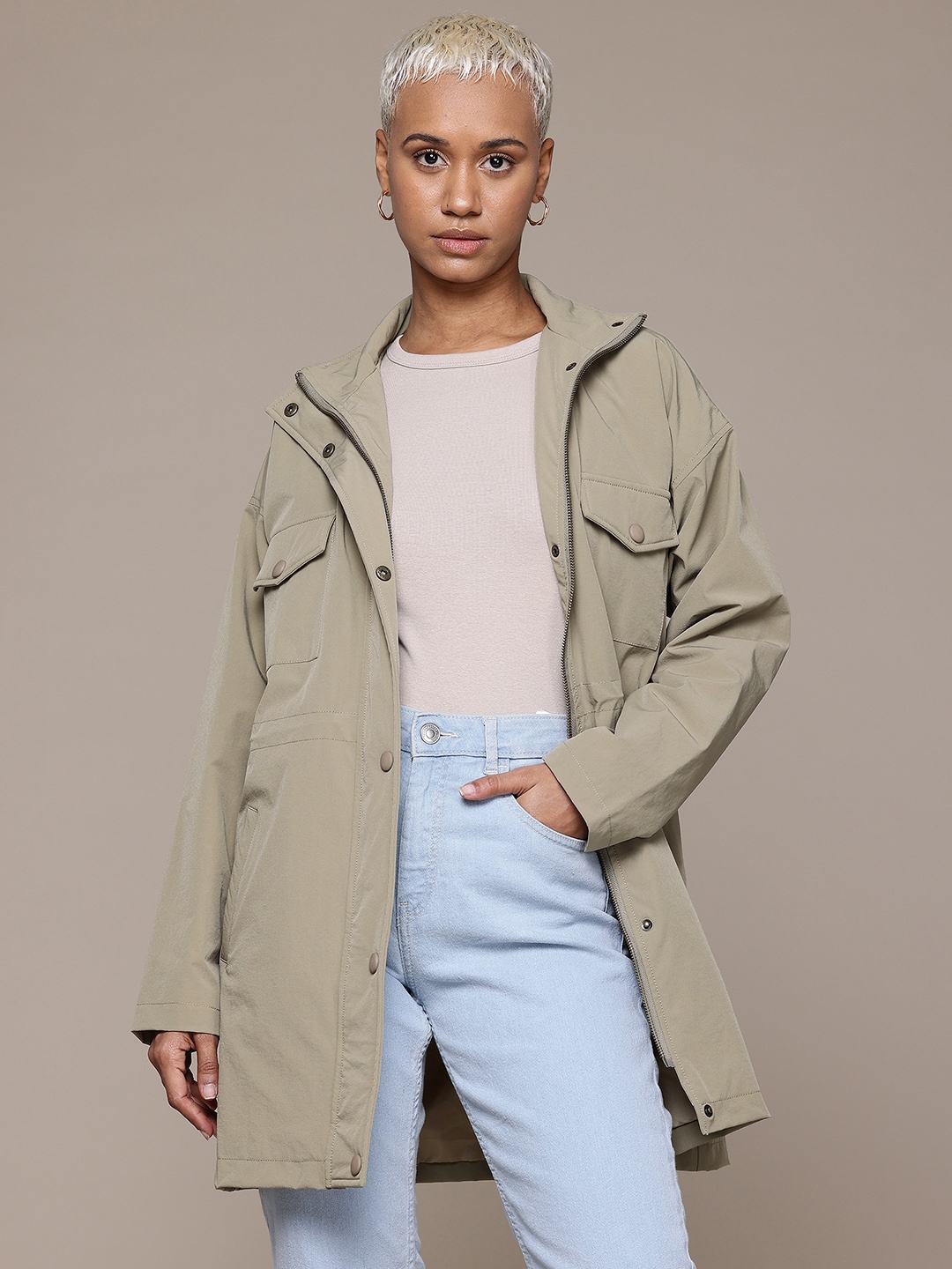 

The Roadster Lifestyle Co. Longline Tailored Jacket, Beige
