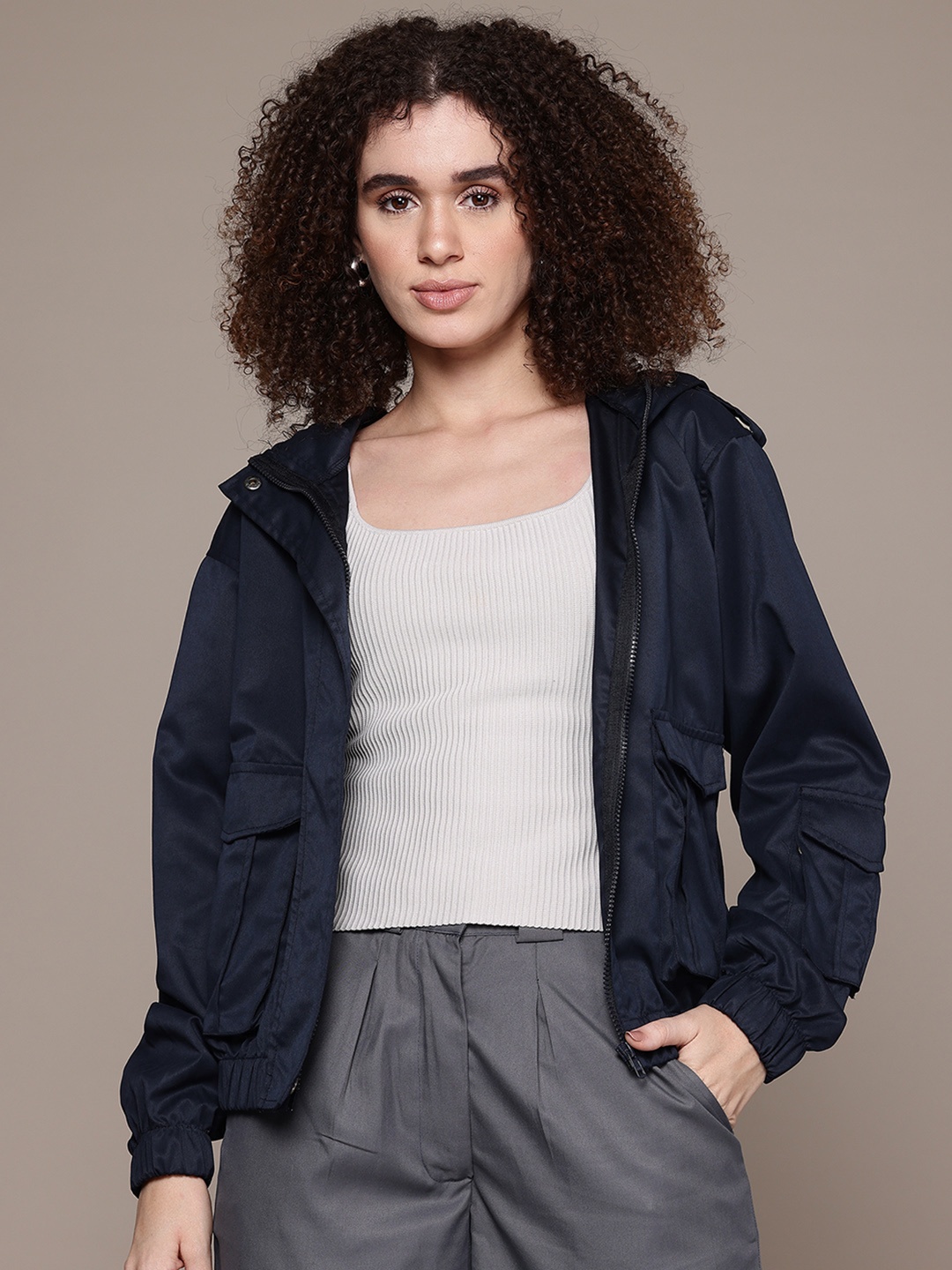 

The Roadster Lifestyle Co. Hooded Tailored Jacket, Navy blue