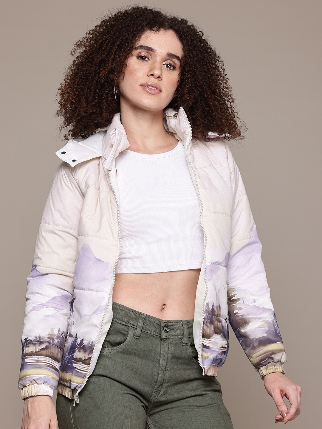 

The Roadster Lifestyle Co. Printed Hooded Jacket, Beige