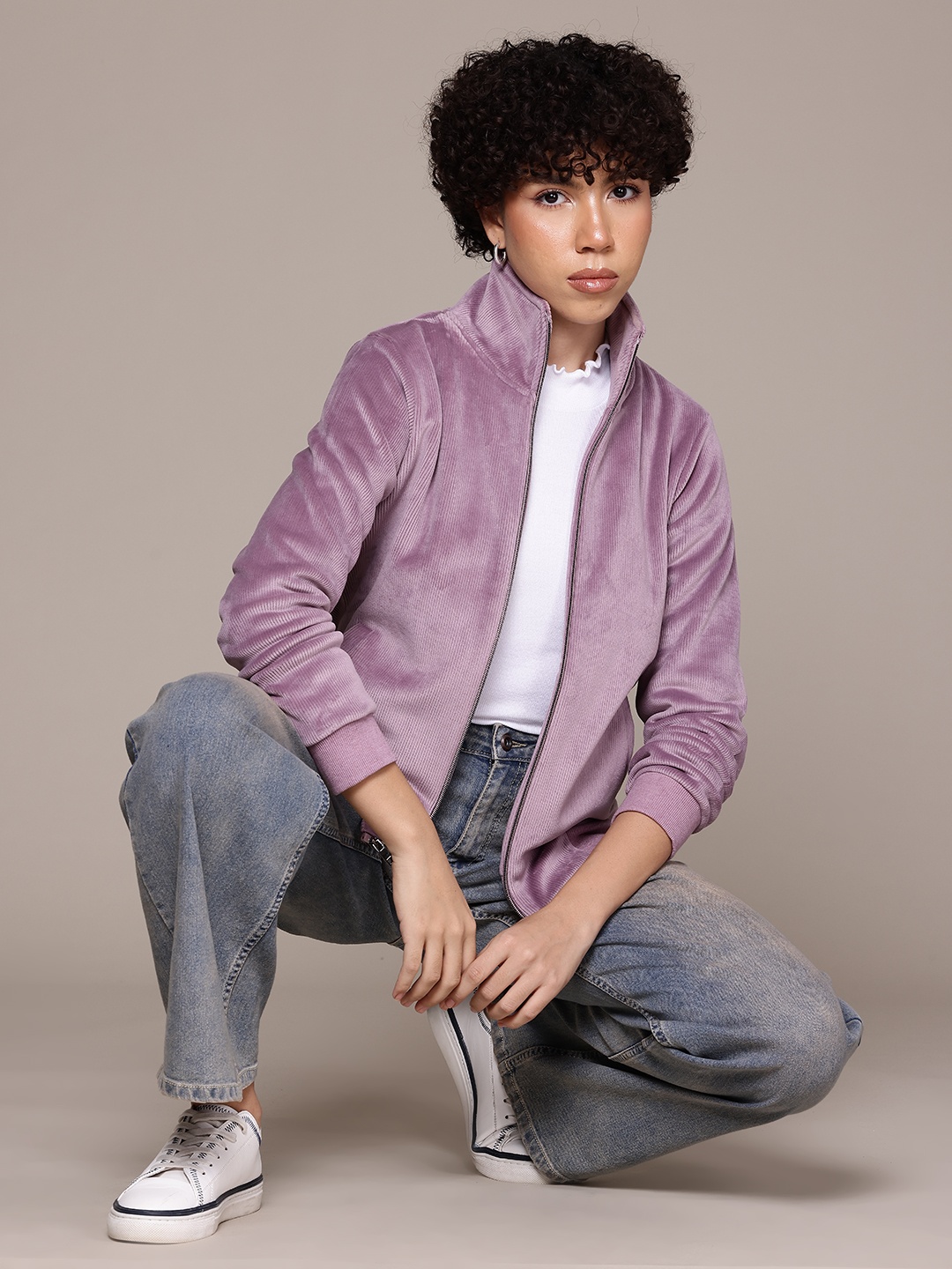 

The Roadster Lifestyle Co. Ribbed Bomber Jacket, Pink