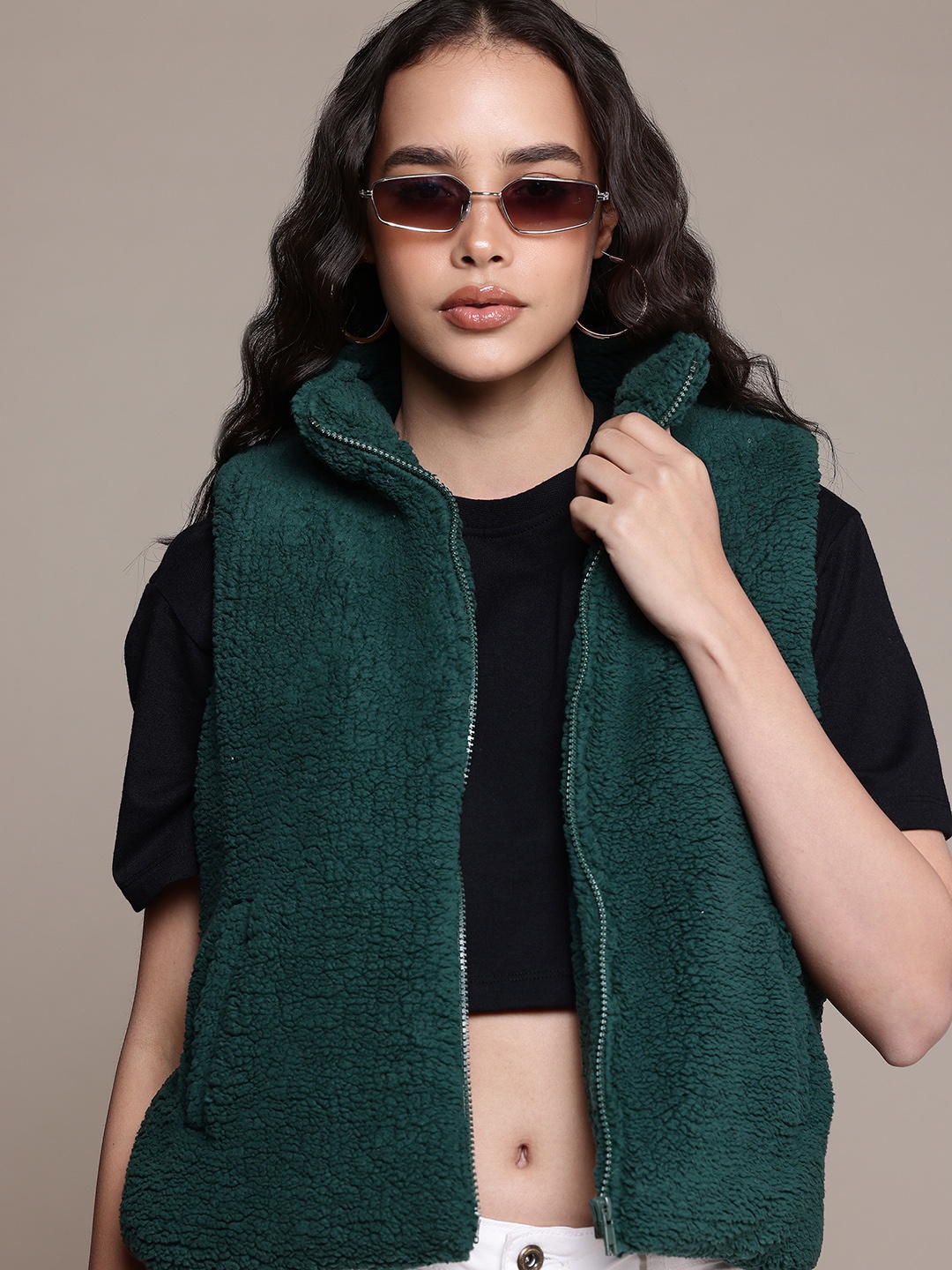 

The Roadster Lifestyle Co. Open Front Fleece Jacket, Green