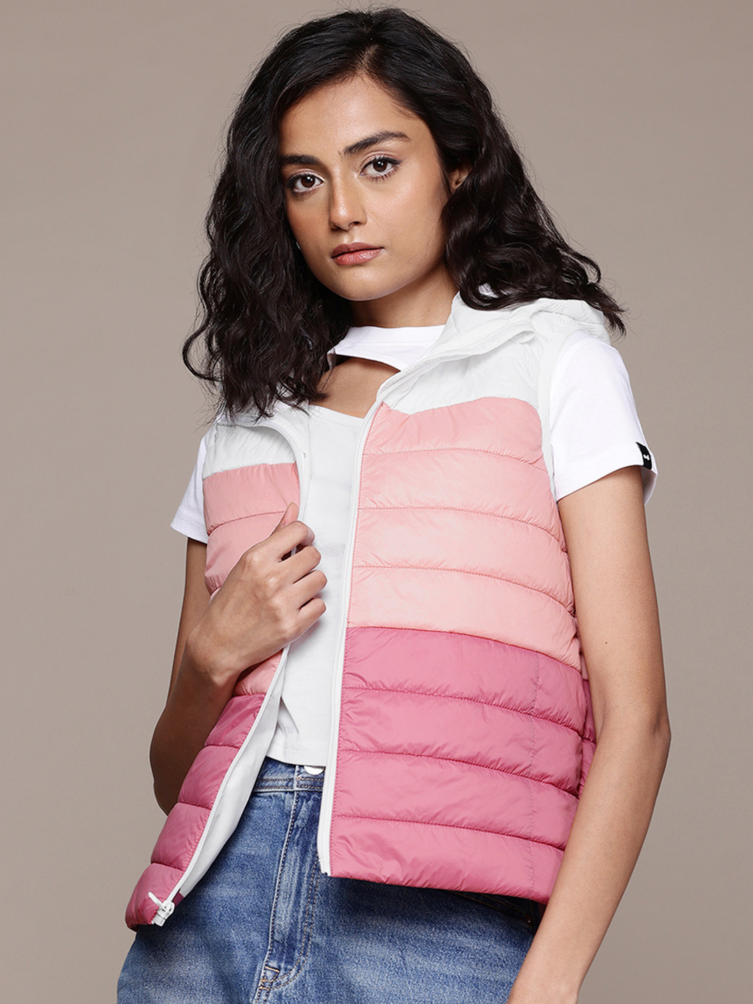 

Roadster The Lifestyle Co. Striped Hooded Gilet Padded Jacket, Pink