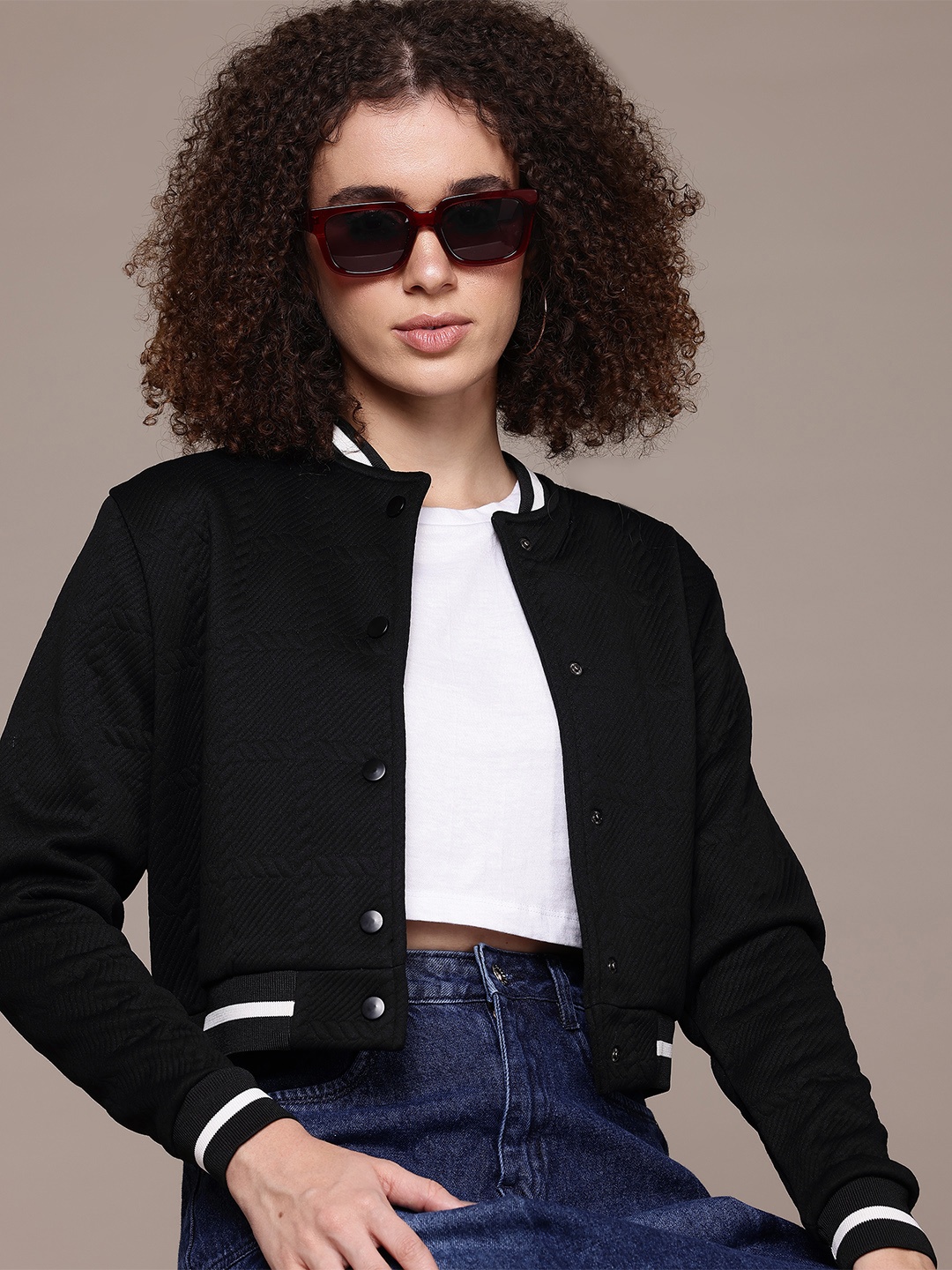 

The Roadster Lifestyle Co. Crop Bomber Jacket, Black