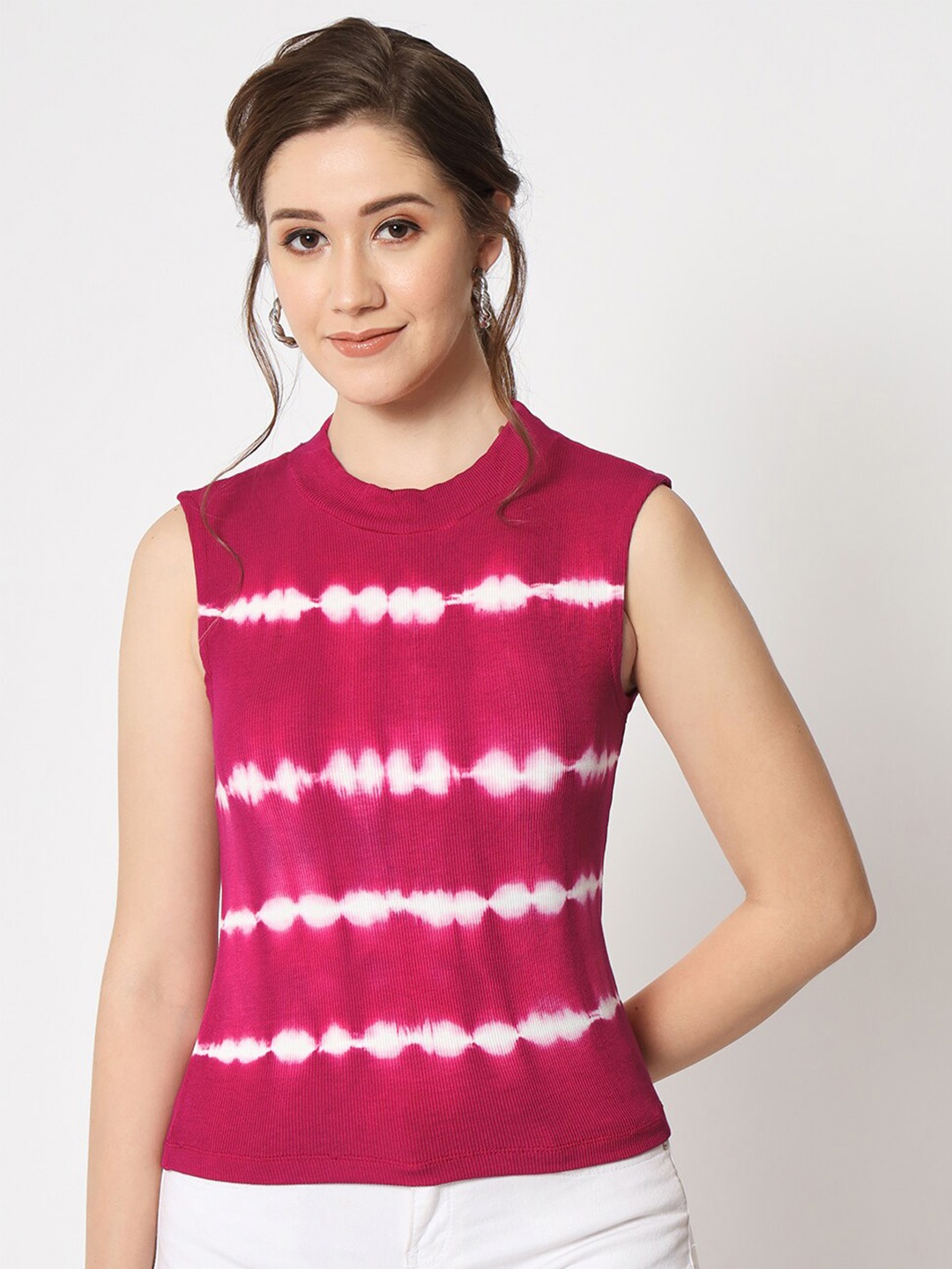 

CHARMGAL Tie & Dye Liva Fitted Top, Magenta