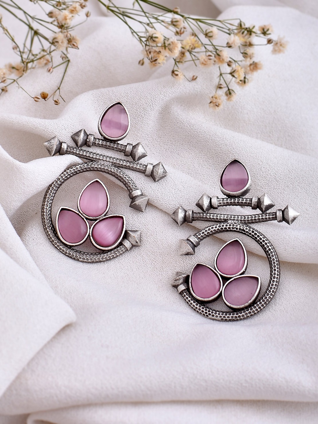 

DASTOOR Silver Oxidised Silver Plated Drop Earrings