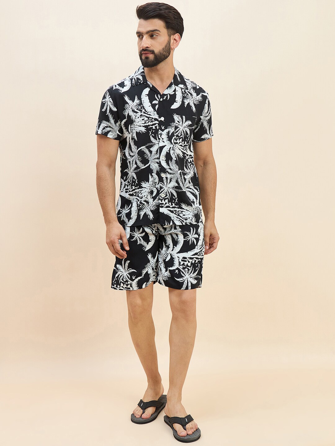 

Sweet Dreams Printed Shirt & Shorts Night suit, Black