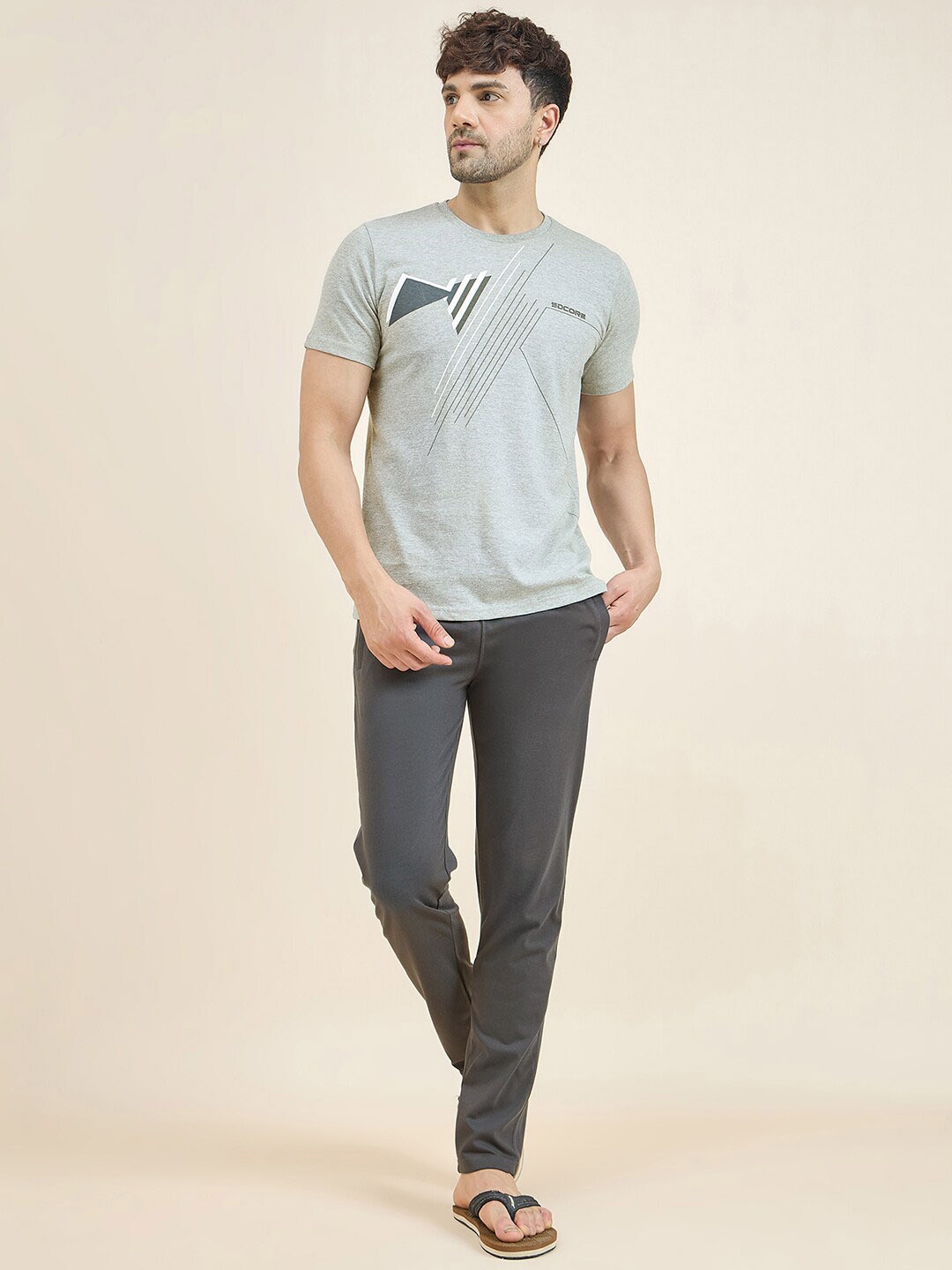 

Sweet Dreams Grey Printed Night Suit, Grey melange