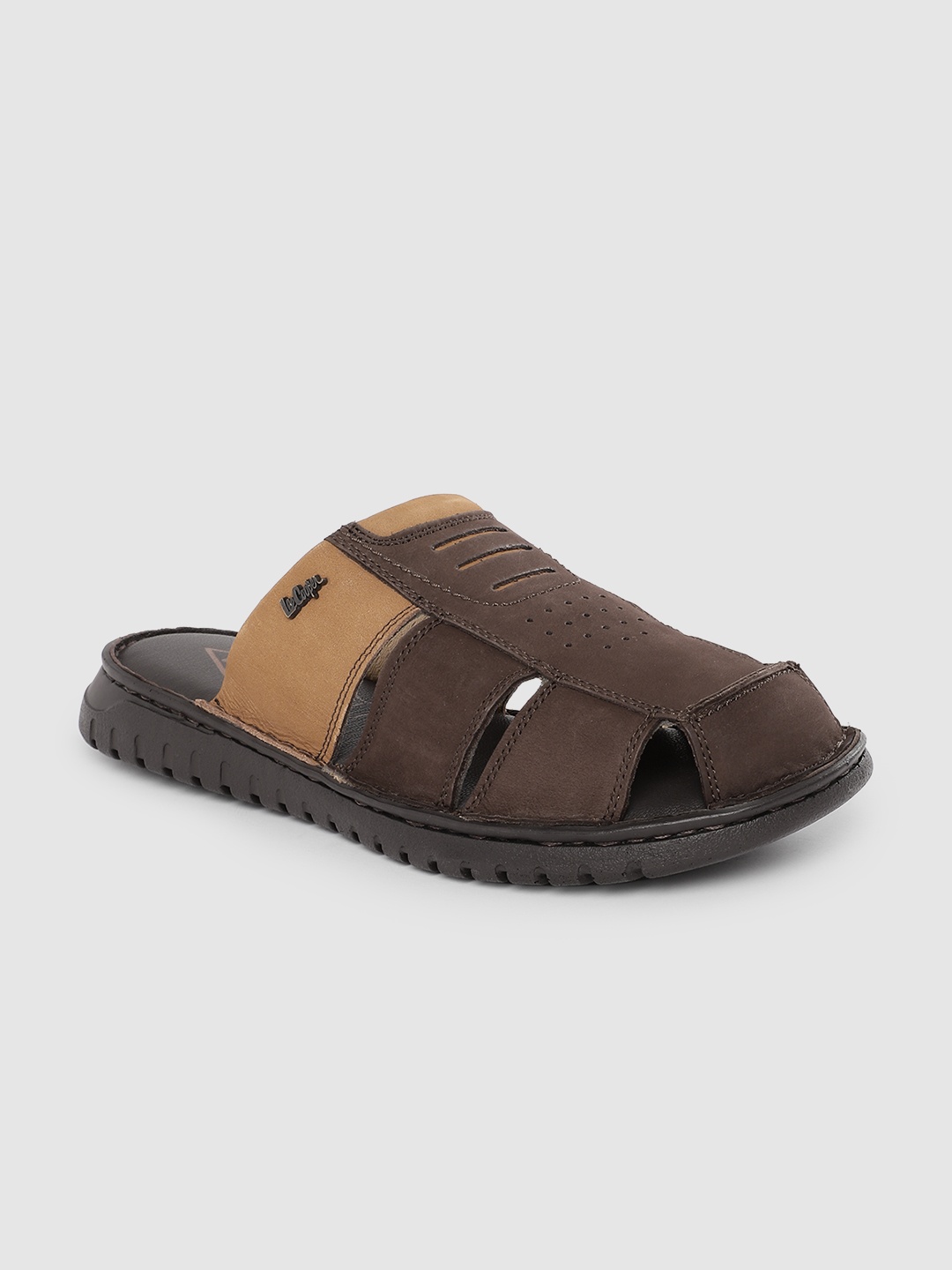 

Lee Cooper Men Colourblocked Leather Clogs Sandals, Brown