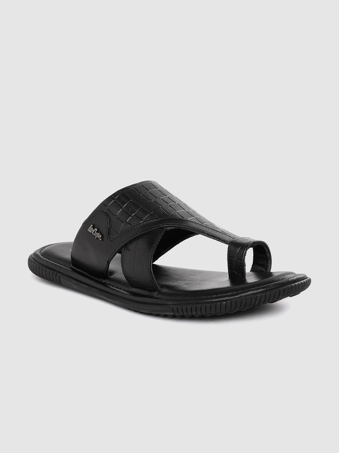 

Lee Cooper Men Ethnic Leather Comfort Sandals, Black