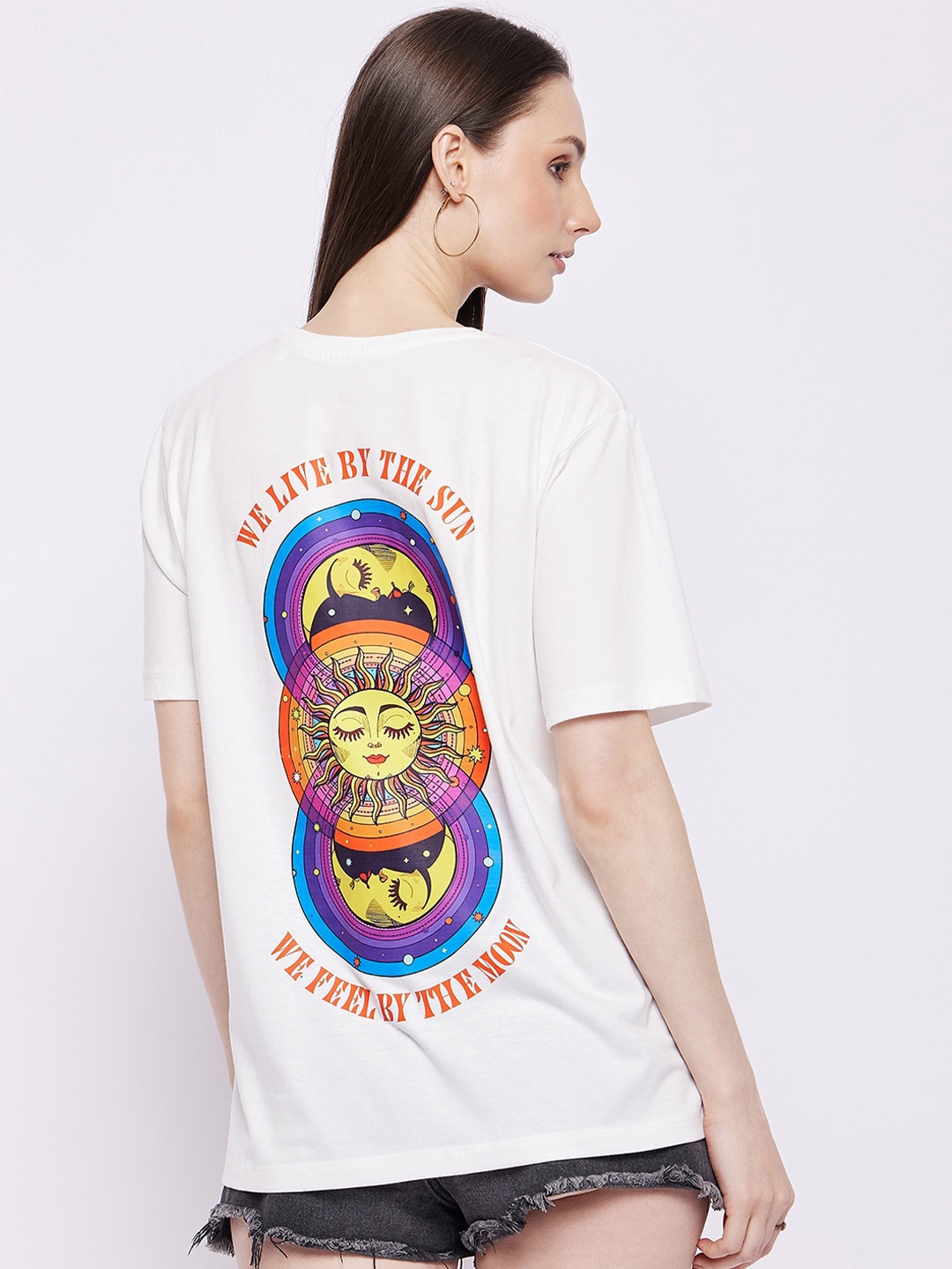 

Wear Your Mind Graphic Printed Drop Shoulder Sleeves Oversized Pure Cotton T-shirt, White