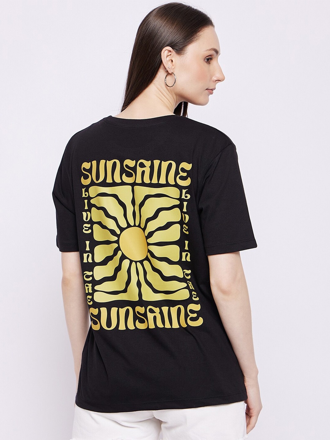 

Wear Your Mind Graphic Printed Drop Shoulder Sleeves Oversized Pure Cotton T-shirt, Black