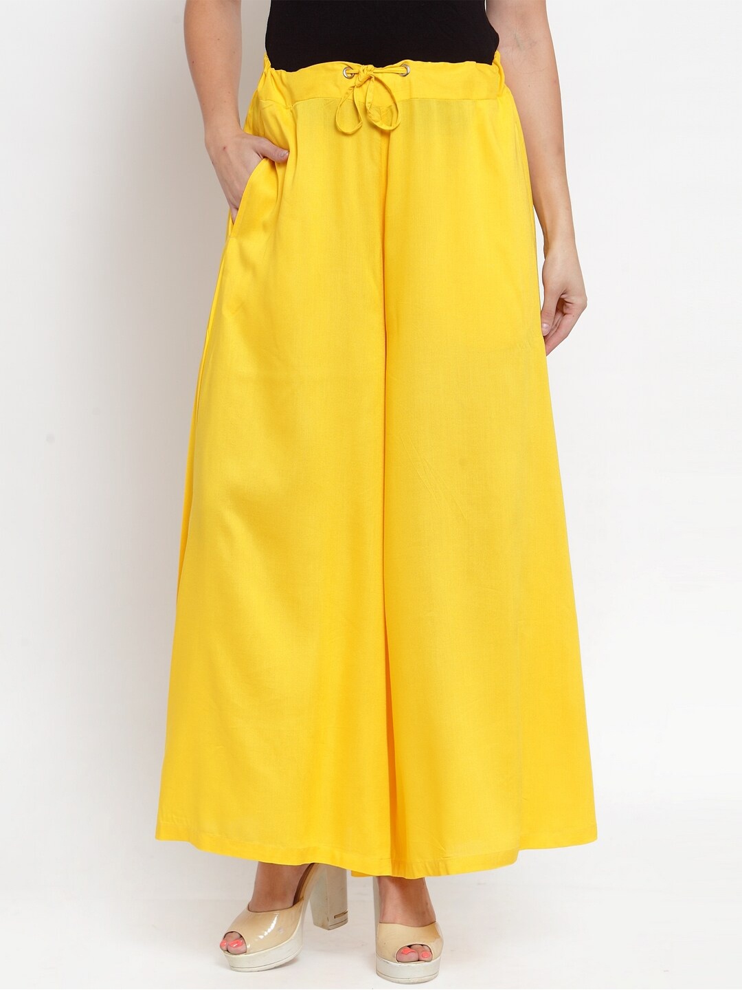 

Purple State Cotton Flared Palazzos, Yellow