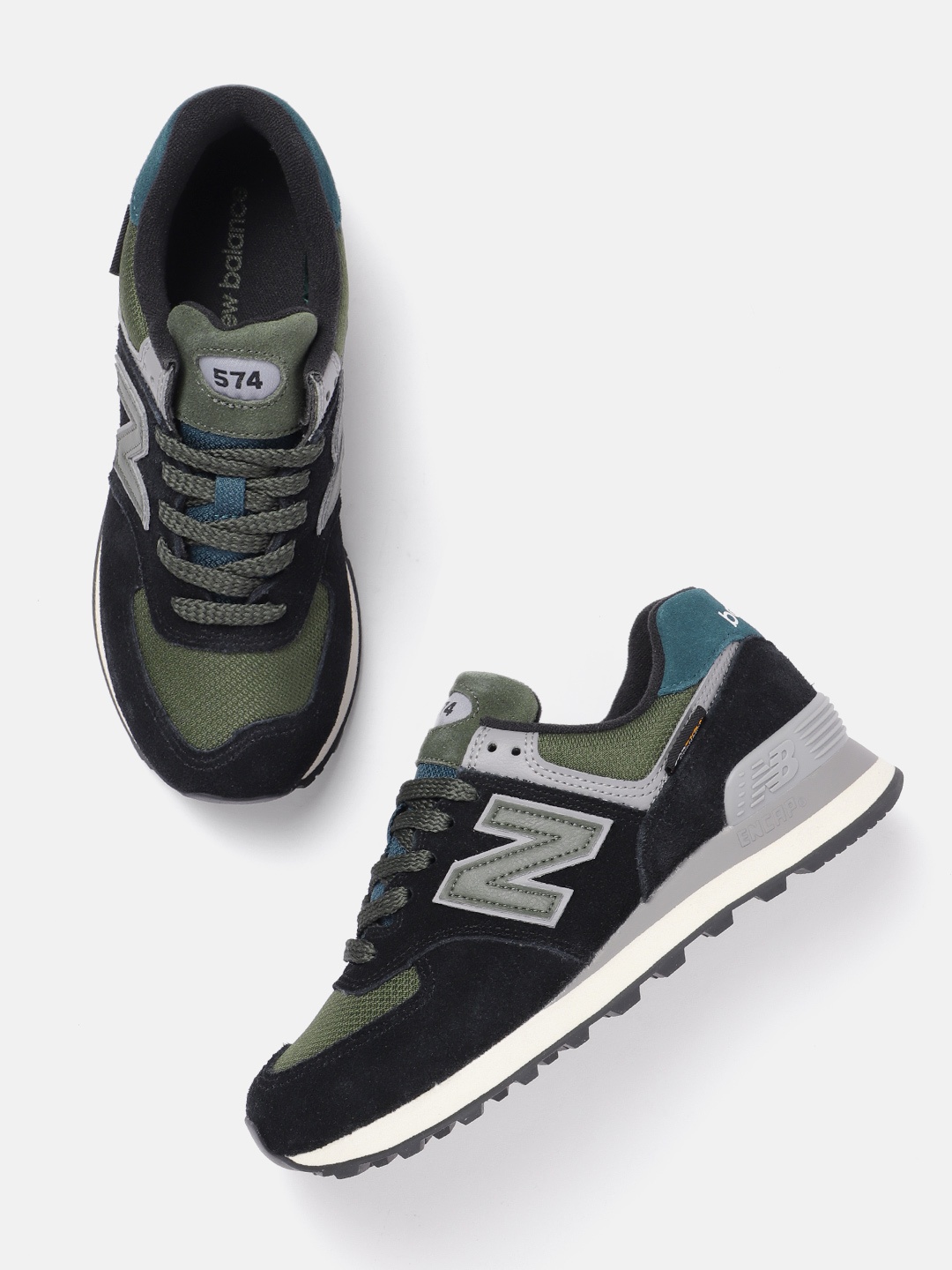 

New Balance Men Colourblocked 574 Sneakers, Black