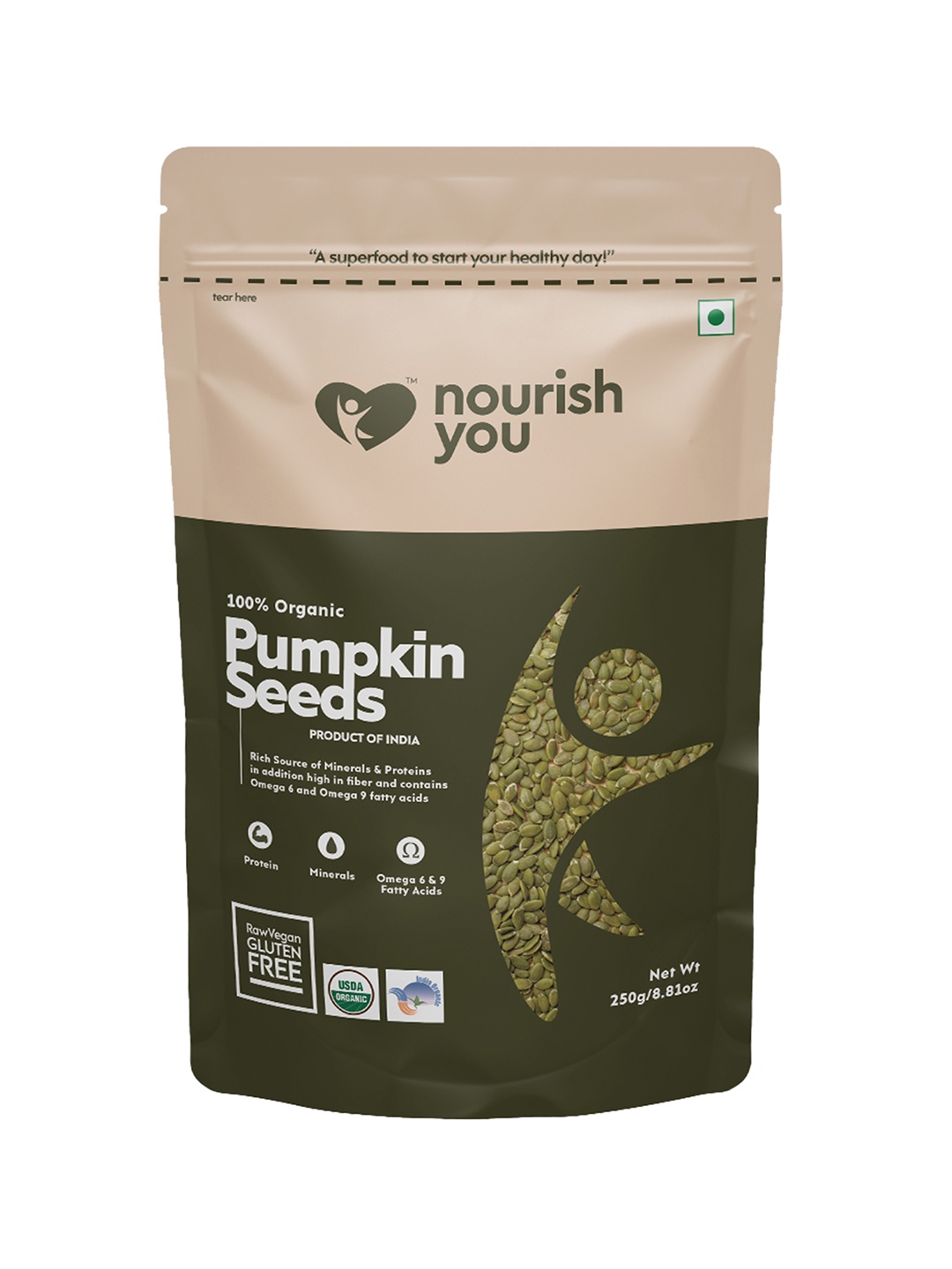 

Nourish You Organic Raw Gluten Free Pumpkin Seeds, Green