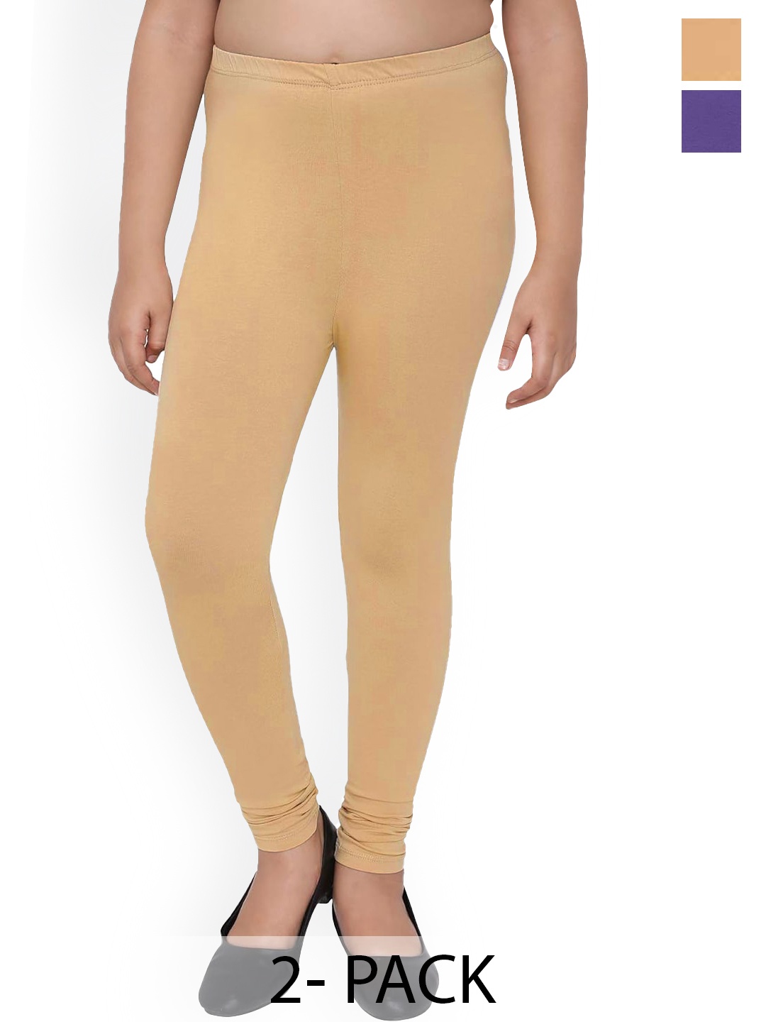 

BAESD Girls Pack Of 2 Churidar-Length Leggings, Purple