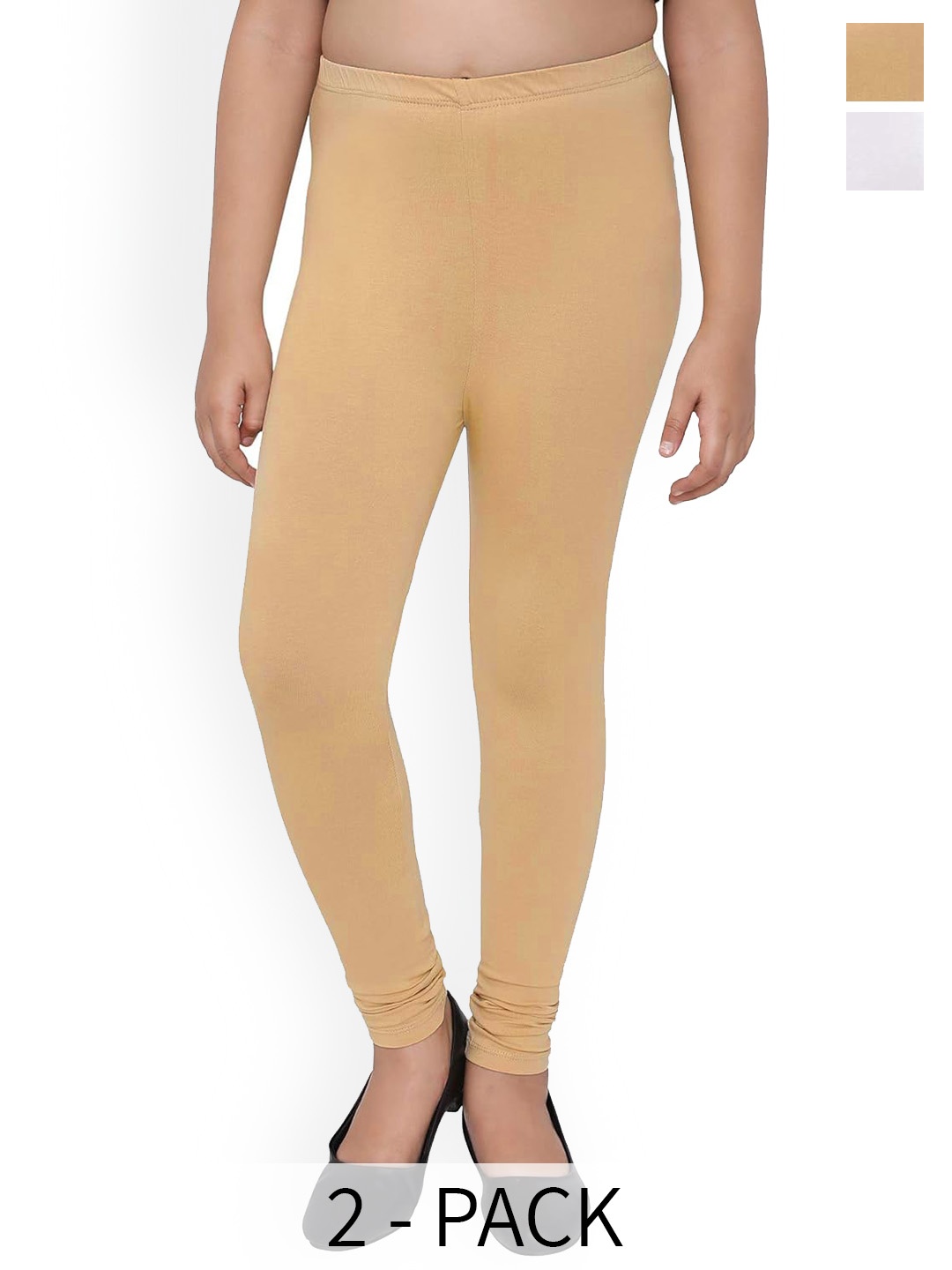 

BAESD Girls Pack Of 2 Churidar-Length Leggings, White