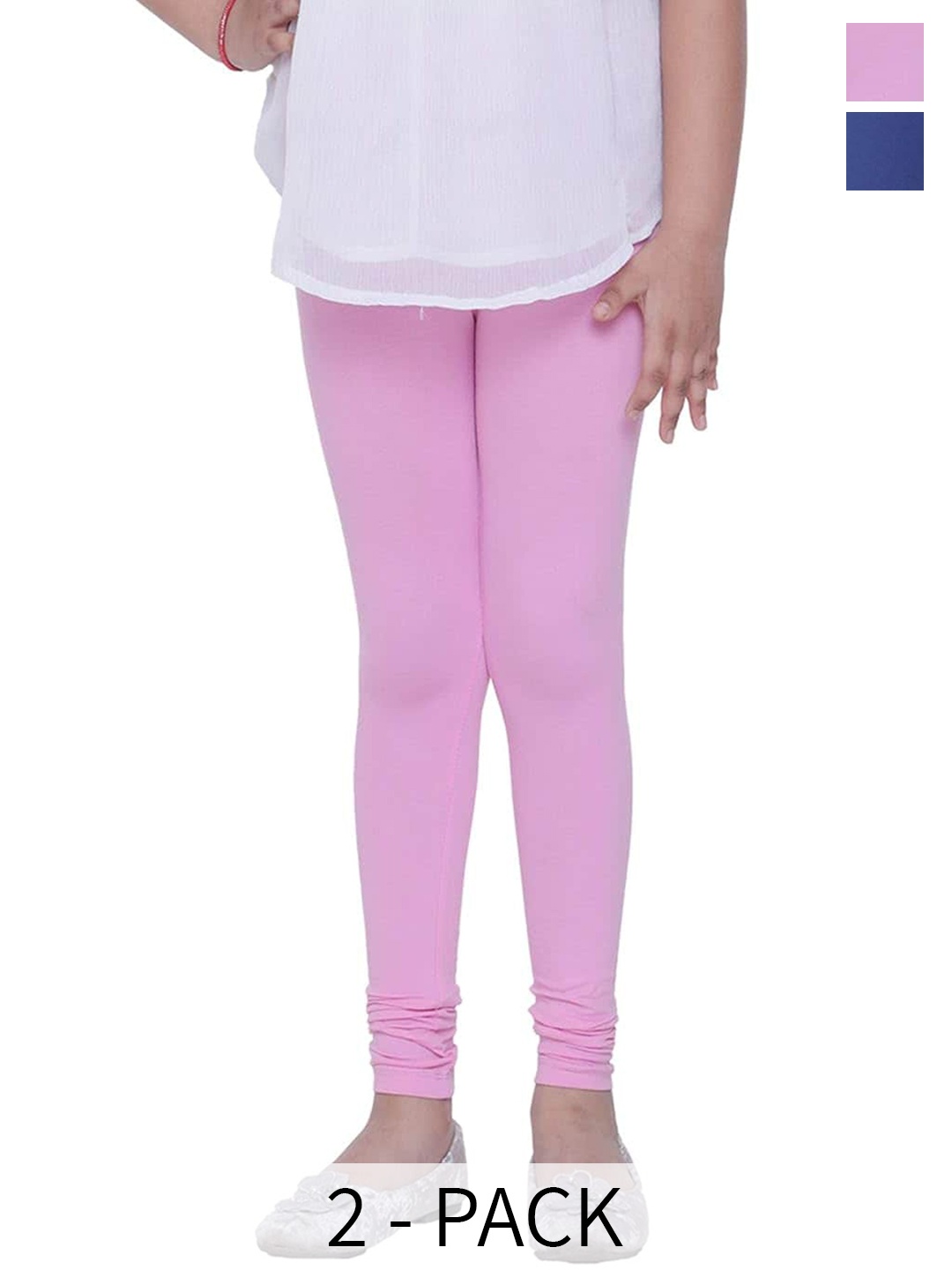 

BAESD Girls Pack Of 2 Churidar Length Leggings, Pink