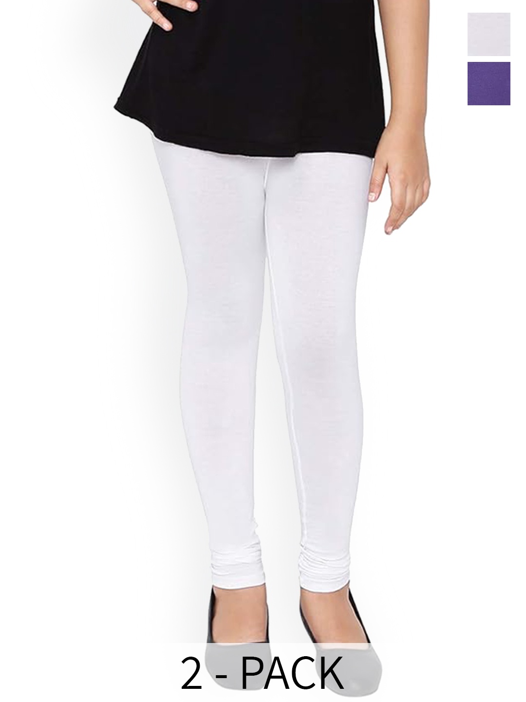

BAESD Girls Pack Of 2 Churidar-Length Leggings, Purple