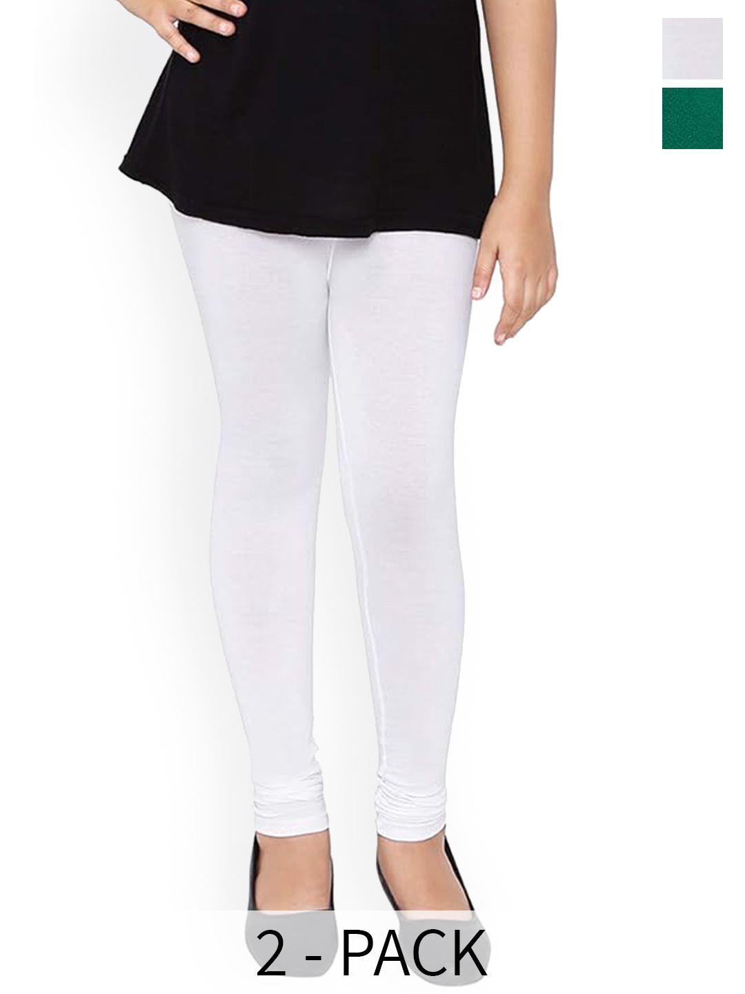 

BAESD Girls Pack Of 2 4-Way Stretch Churidar Length Leggings, White