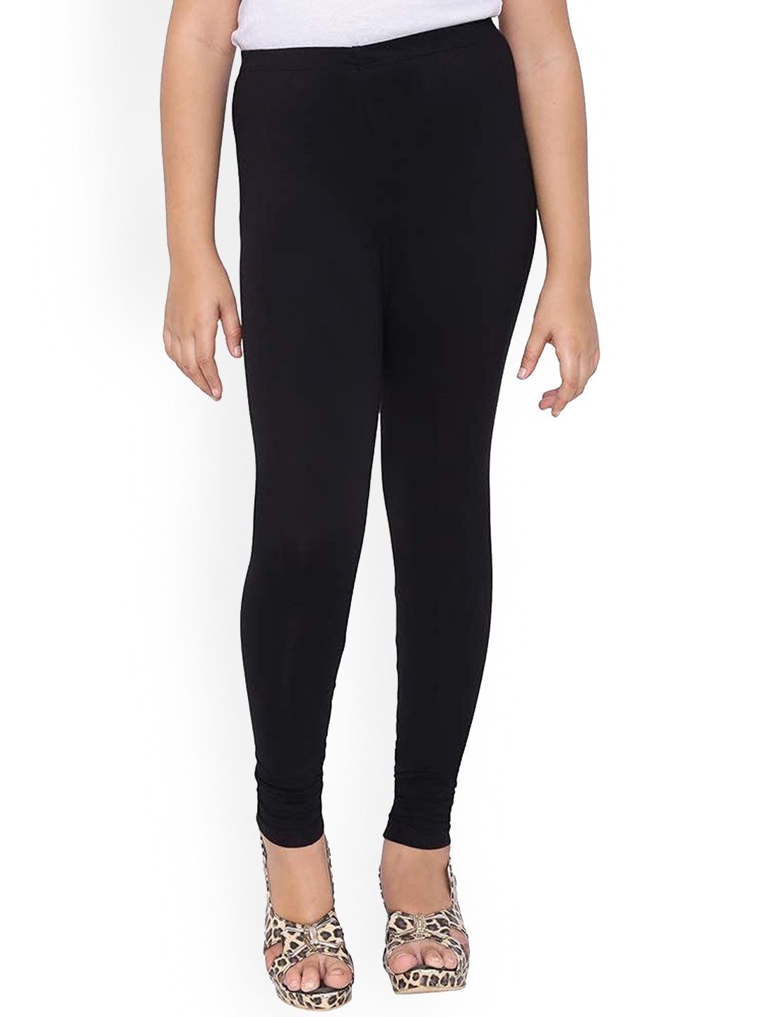

FRENCH KLEIDER Girls Four Way Stretch Churidar Length Leggings, Black