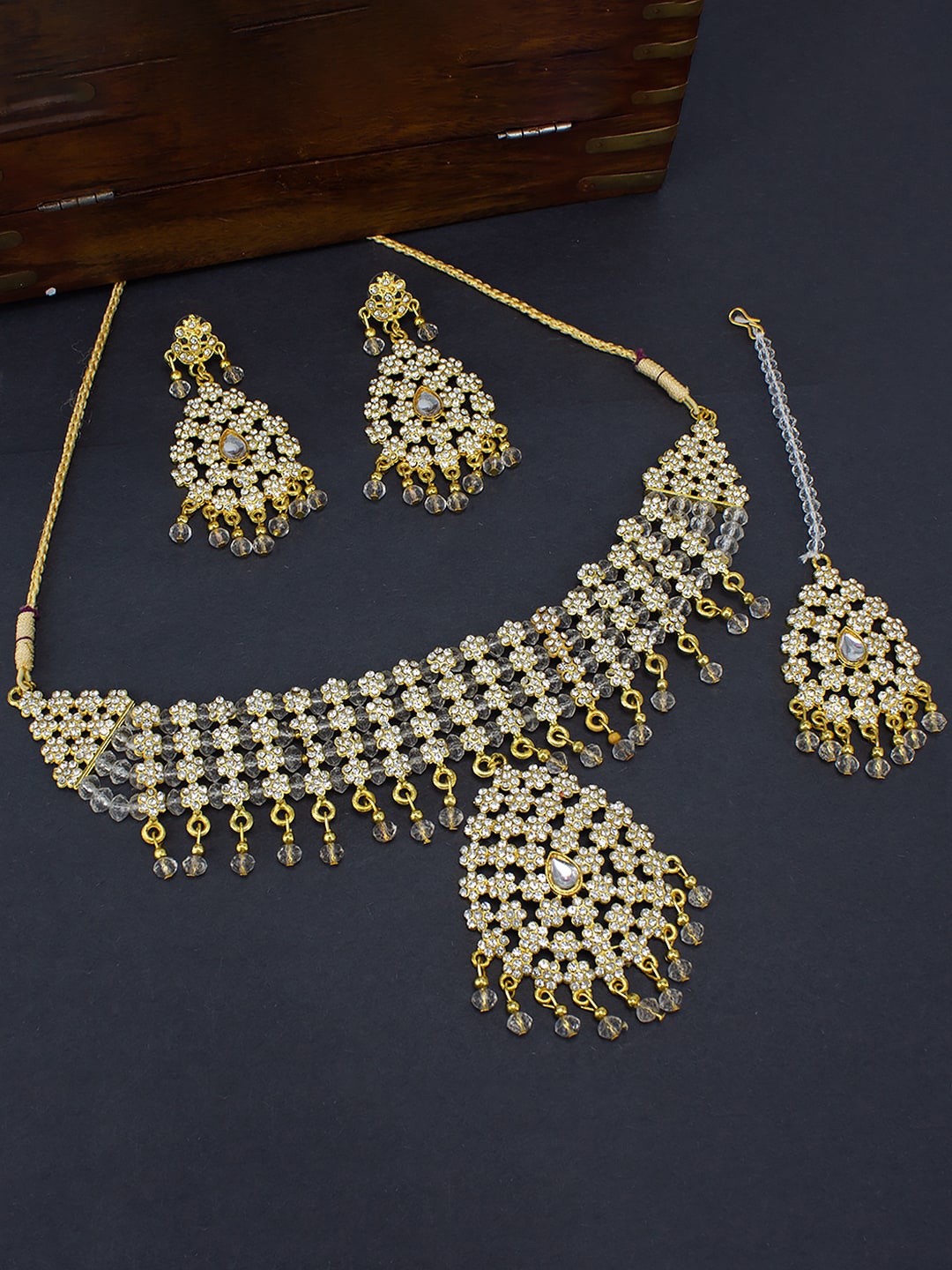 

PRIVIU Gold Plated CZ Studded Jewellery Set