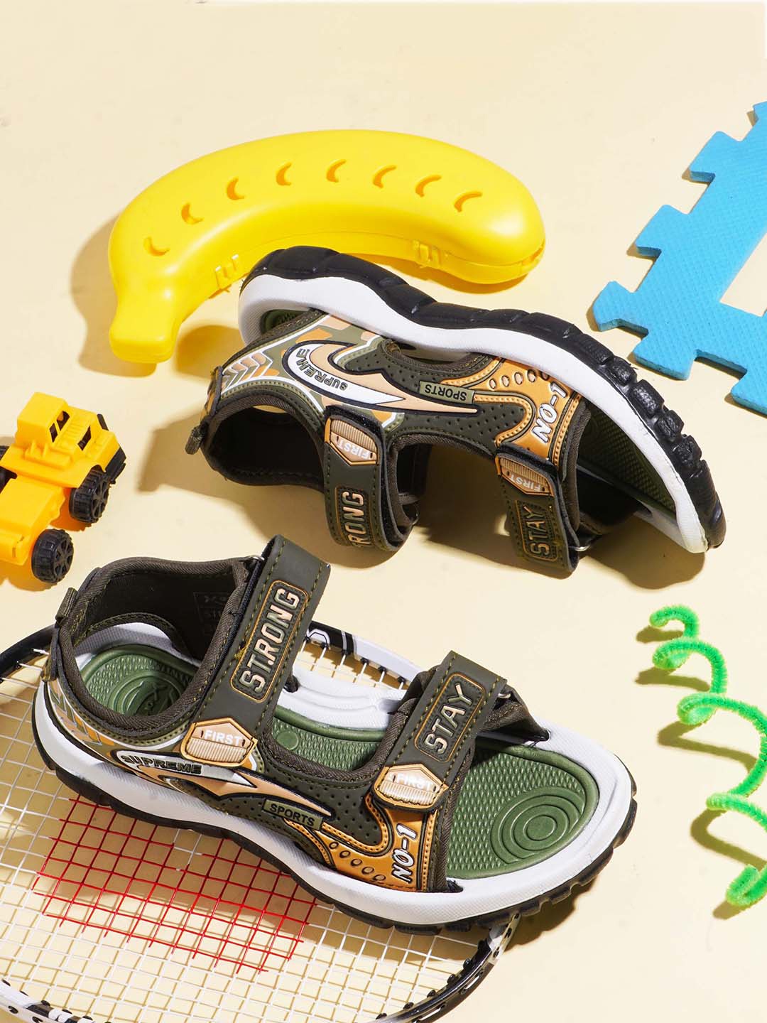 Kats Boys Printed Sports Sandals, Green