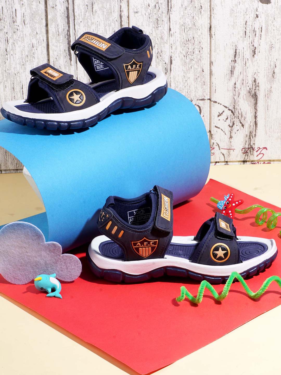 Kats Boys Printed Sports Sandals, Navy blue