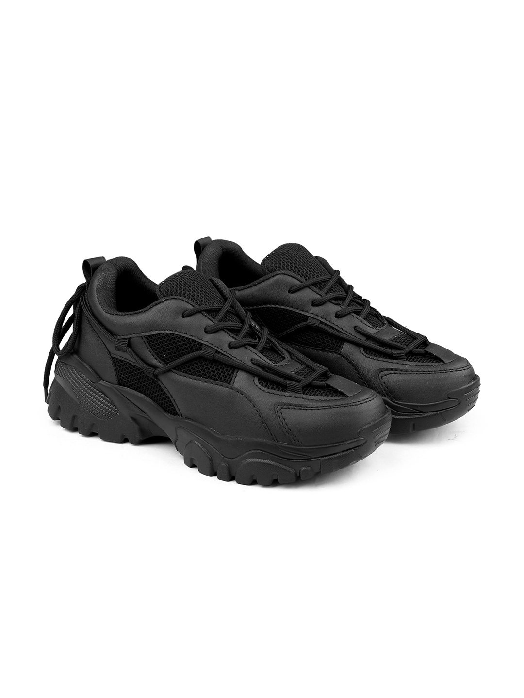 

Bxxy Women Round Toe Flymesh Mid-Top Mesh Sneakers, Black