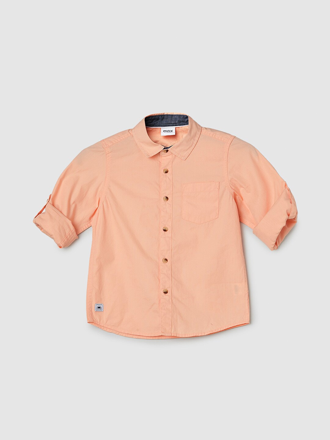 

max Boys Spread Collar Pure Cotton Casual Shirt, Peach