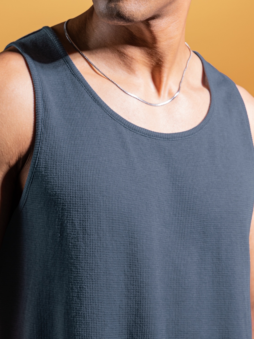 

DAMENSCH Statement Waffle Premium Waffle Texture Colours by High IQ Dyes Tank Tops, Blue