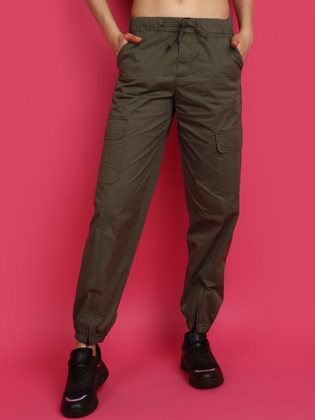 

V-Mart Women Jogger Low Distress Jeans, Olive