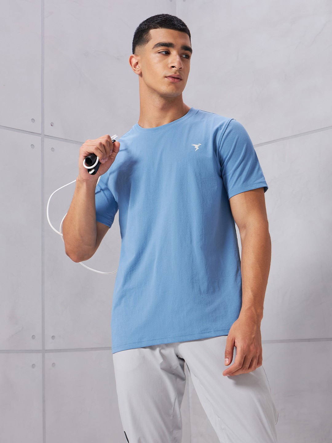 

Technosport Cotflex Round Neck Short Sleeves Rapid-Dry Slim Fit T-shirt, Blue