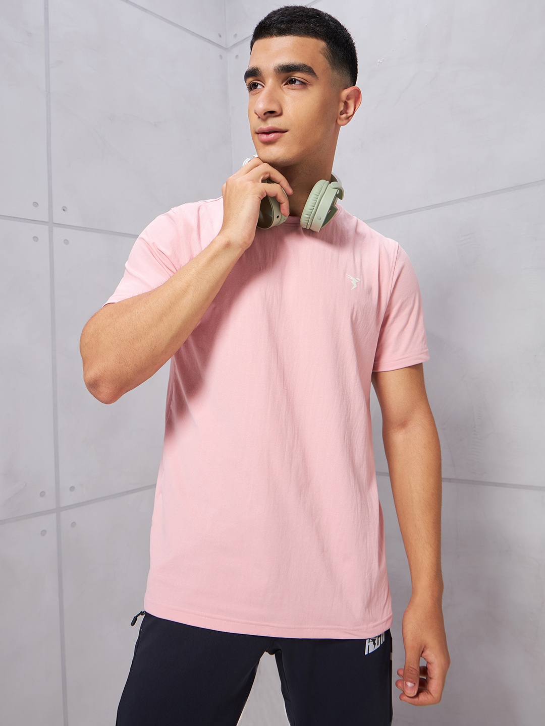 

Technosport Cotflex Round Neck Short Sleeves Rapid-Dry Slim Fit T-shirt, Pink